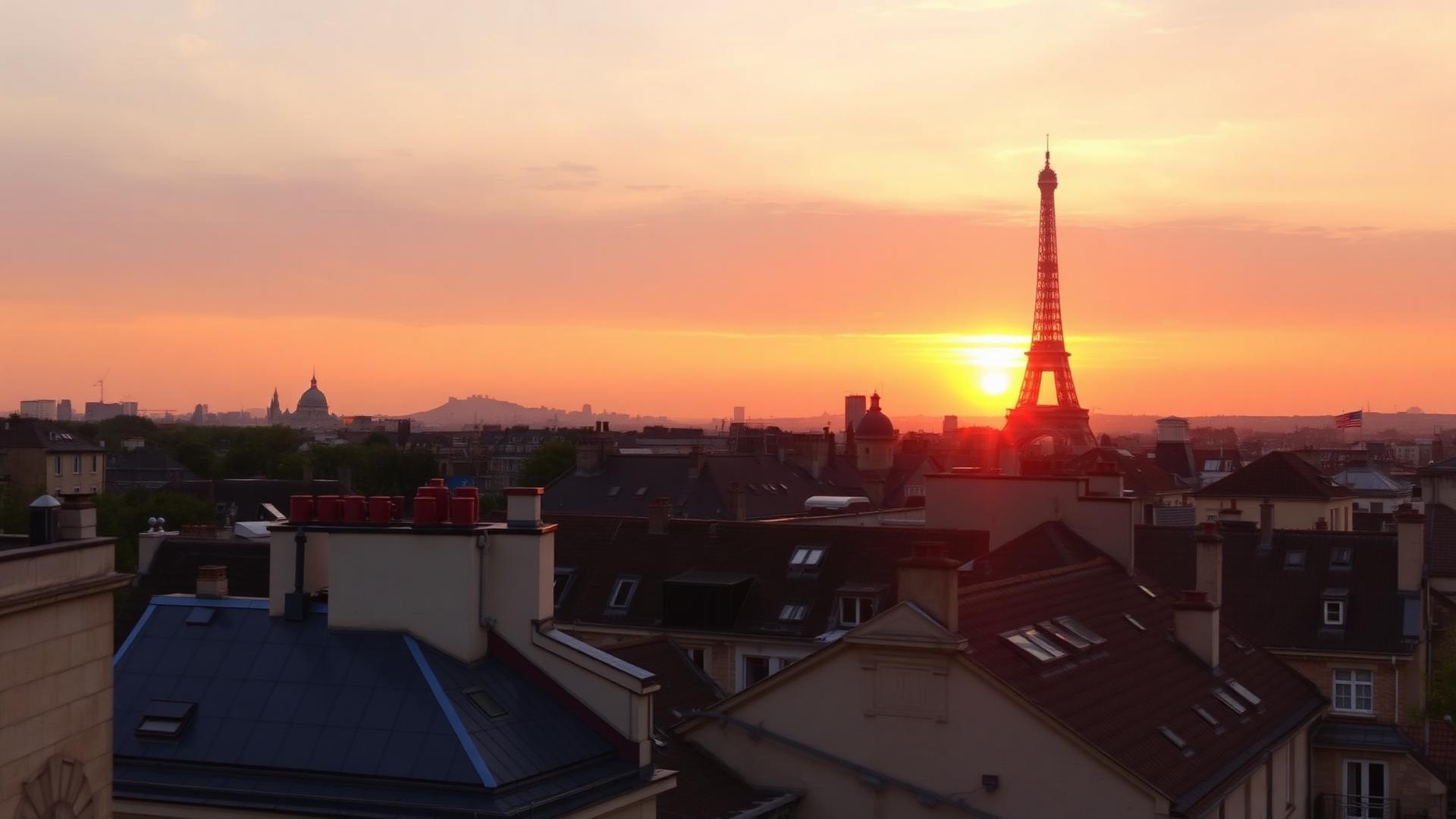 Golden sunset over Paris